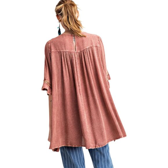 Easel flutter sleeve tunic top lace detail size small - Picture 2 of 12